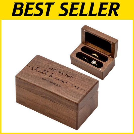 Elegant Engraved Ring Bearer Box - Secure Storage for Wedding & Promise Rings