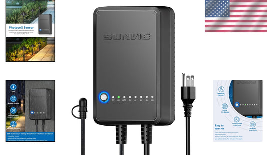 60W Low Voltage Landscape Transformer with Timer & Weatherproof Photocell Sensor