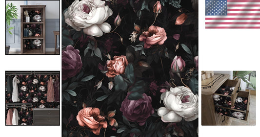 Boho Rose Peel and Stick Wallpaper - Vintage Floral Decor for Renters, 47.8 sqft