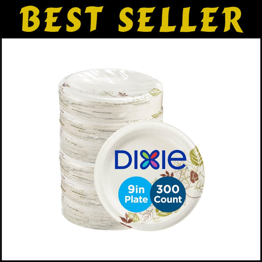 Bulk 300 Count 8.5 Inch Disposable Paper Plates - Microwave Safe & Cut Resistant