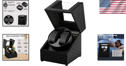 Silent Dual Watch Winder with Adjustable Soft Pillows for Automatic Timepieces