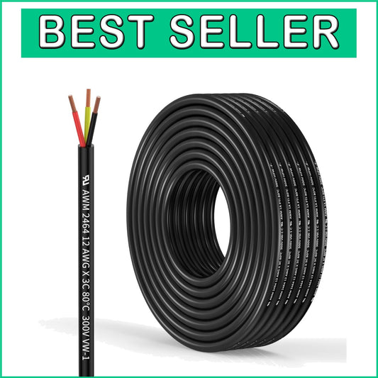 Flexible 12 AWG Low Voltage Electrical Cable 50FT - Perfect for LED & Automotive