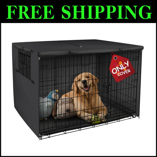 Universal Fit 42-Inch Dog Crate Cover - Durable Polyester & Ventilated Design