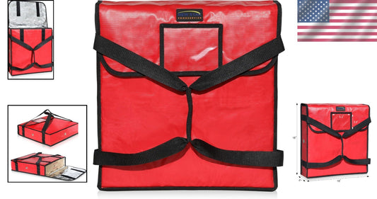 Large Red Insulated Pizza Delivery Bag - Effortless Transport for Hot Pizzas