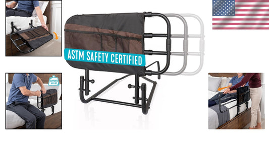 Easy-to-Use Safety Bed Rail for Elderly Adults – Folds for Caregiver Convenience