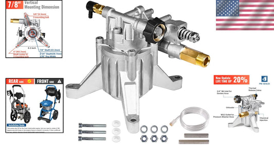 Efficient 3000 PSI Vertical Pressure Washer Pump with Maintenance-Free Design