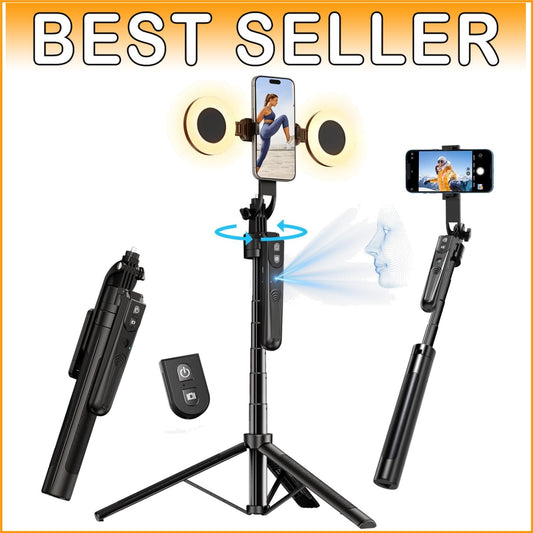 Extendable 360° Face Tracking Tripod with Light for Vlog & Live Streaming