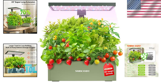 Complete 20-Pod Hydroponic Garden with LED Grow Light & Timer Functions