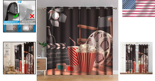 Machine Washable Blackout Drapes for Living Room - Movie Theme, 84" Length