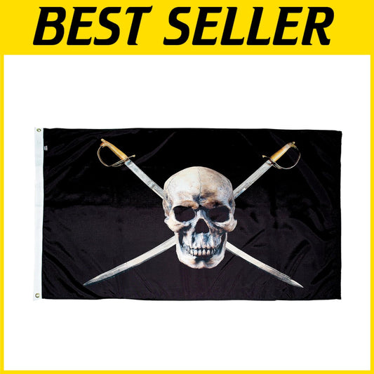 3x5 ft Nylon Pirate Flag with Brass Grommets - Perfect for Outdoor Use
