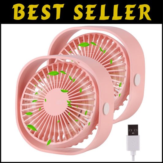 Modern USB Desk Fan Duo - 3 Speed, Ultra-Quiet, Perfect for Office or Travel