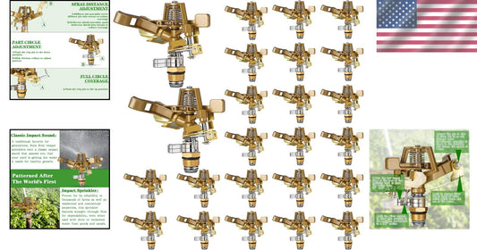 Impulse Sprinkler Heads Set - 24 Durable Brass Units for Easy Garden Watering