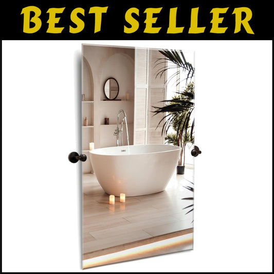 Stylish Adjustable Frameless Mirror with Rounded Brackets for Modern Homes