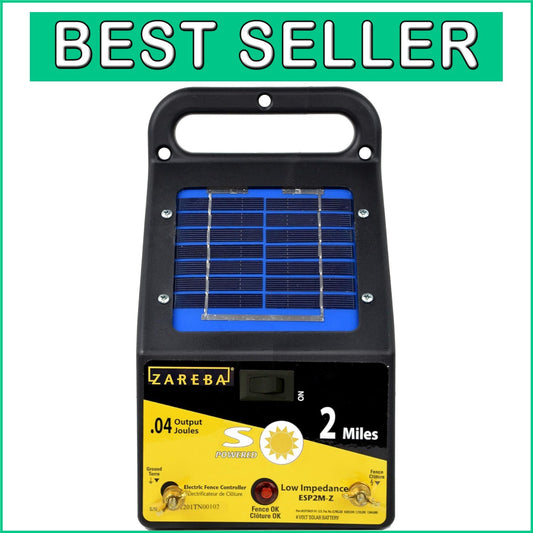 2 Mile Solar Electric Fence Charger - Low Impedance, Animal Containment Solution