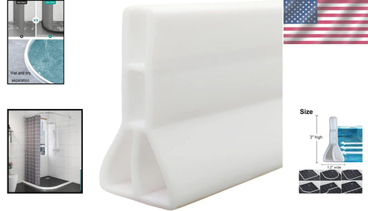 Collapsible 3" Shower Barrier - 59" Water Stopper for Wheelchair Accessibility