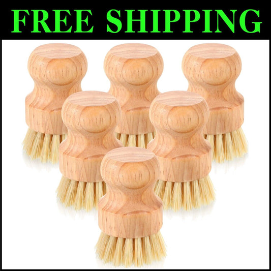 40-Pack Eco-Friendly Bamboo Dish Scrub Brushes with Sisal Bristles - Non-Scratch