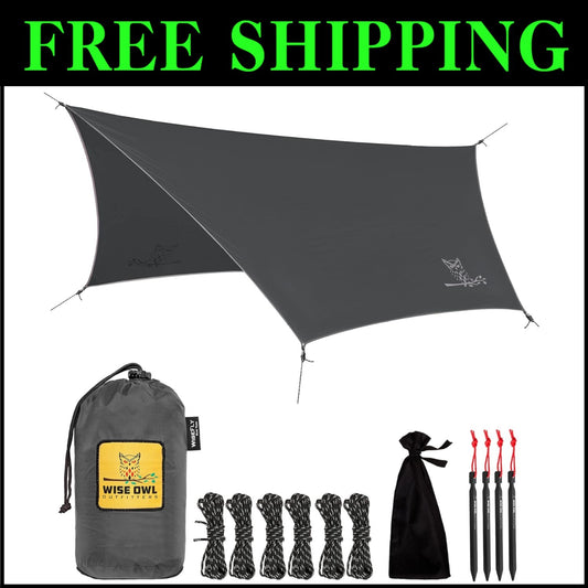 Durable Hammock Tarp with Aluminum Stakes - Essential Camping Gear Must-Have