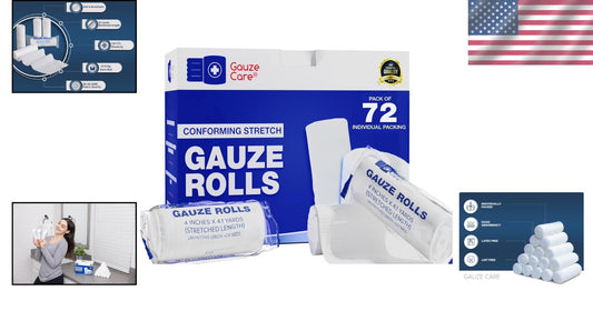 72 Count Gauze Rolls – Elastic, Breathable Bandages for Effective Home First Aid