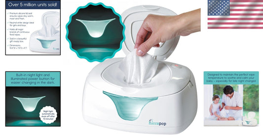 Elegant Baby Wipe Warmer with Silicone Seal & Gentle Changing Light - Gift Ready