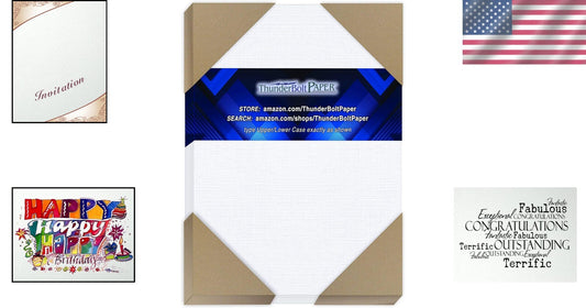 150 Sheets Bright White 80lb Fine Linen Cardstock - Half Letter Size 5.5x8.5