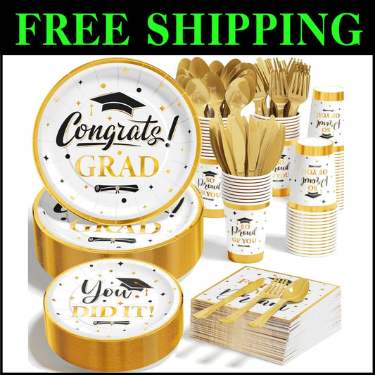 Complete 350 PCS Graduation Disposable Dinnerware for Class of 2025 Celebrations
