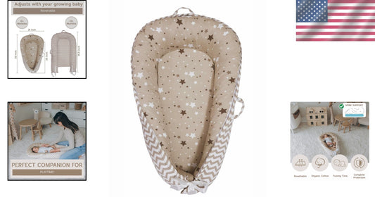 Breathable Organic Baby Nest Lounger - Lightweight & Washable Travel Essential