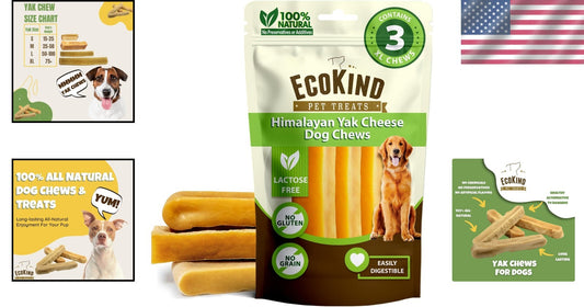 EcoKind XL Yak Cheese Dog Chews - All Natural, High Protein for Large Dogs