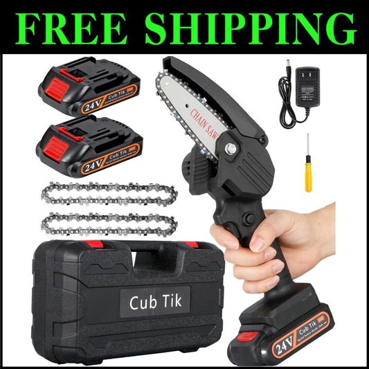Lightweight 1.54 Lb Electric Chainsaw with Dual Batteries for Easy Pruning
