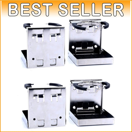 4-Pack Premium Stainless Steel Adjustable Folding Cup Holders for Boats & RVs