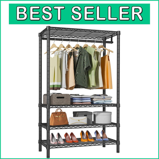Freestanding 4-Tier Clothes Rack - Portable, Durable, 500 lbs Load Capacity