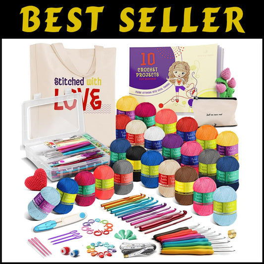Comprehensive Crochet Yarn Set for Beginners: 25 Colors & All Accessories
