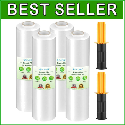 15-Inch Stretch Wrap Film Pack of 4 - 1000ft Each for Secure Shipping & Storage