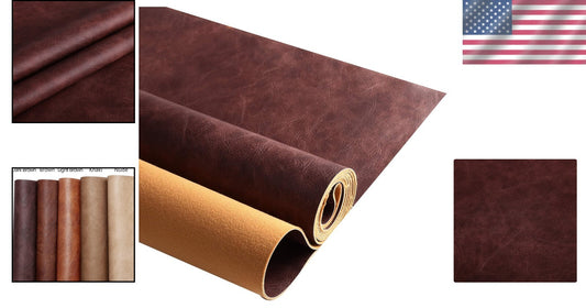 Durable Dark Brown Faux Leather Fabric - 1.2mm, Perfect for Upholstery & Crafts