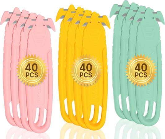 Durable Safety Box Cutter: 120-Pack with Tape Splitter for All Cutting Needs