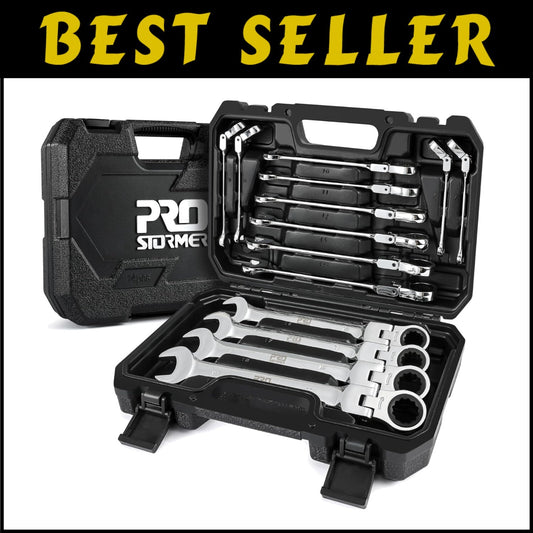 Professional 14-Piece Metric Wrench Set - 72-Tooth Flex-Head and Storage Case