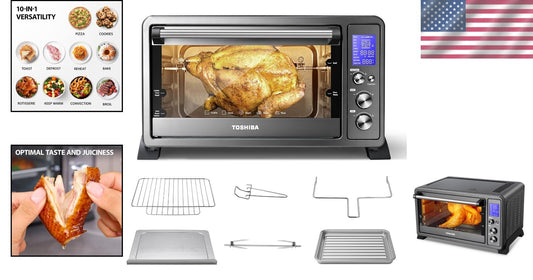 Family-Sized 1500W Convection Toaster Oven with 10 Functions and Accessories