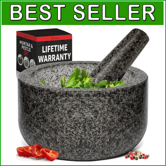 Elegant Heavy-Duty Mortar and Pestle Set - Handmade Granite for Flavorful Dishes