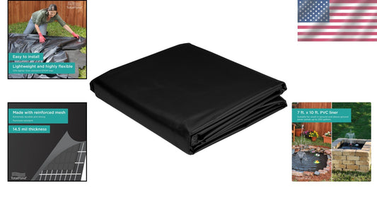 Flexible 7 ft x 10 ft Pond Liner with Reinforced Mesh for Small Water Features