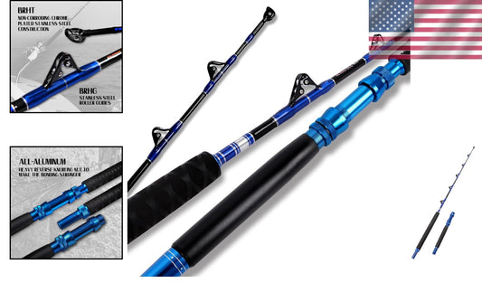 Versatile 5'6'' Offshore Fishing Rod with Roller Guides for Tuna and Marlin