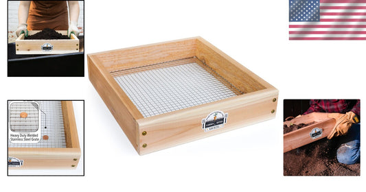 Durable Cedar Garden Sifter with Stainless Grate for Efficient Soil Sifting