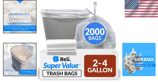 Clear Multi-Use Trash Bags - 2000 Count, Perfect for Small Bins & Clean Ups