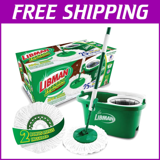 Effortless Tornado Spin Mop System with 2 Extra Mop Heads & User-Friendly Bucket