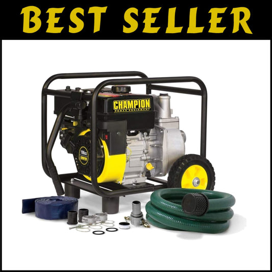 Portable 2-Inch Gas-Powered Water Transfer Pump - 196cc Engine & Durable Frame