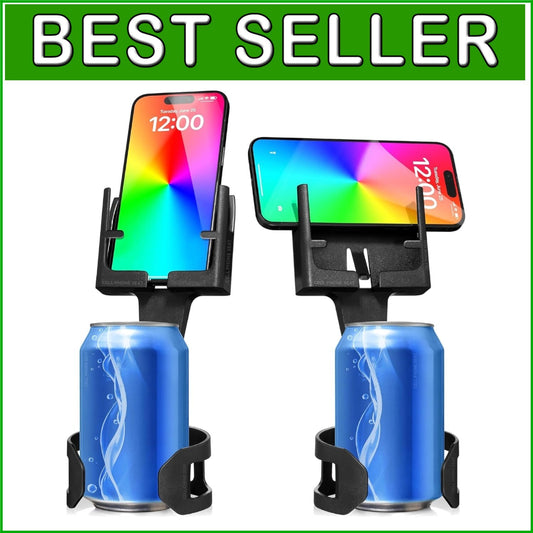Adjustable Cup Holder Phone Holder for All Smartphones - Car Mount Black 2-Pack