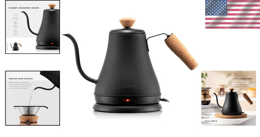 27oz Electric Gooseneck Kettle in Matte Black for Precision Pour Over Brewing