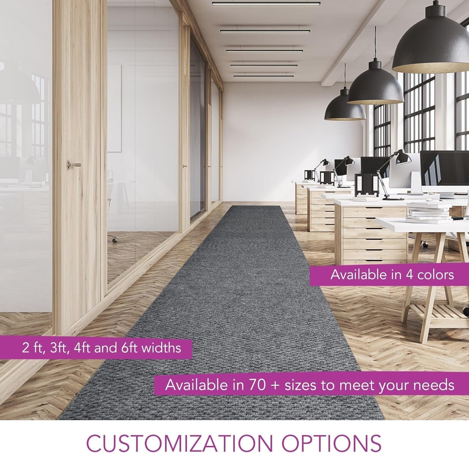 Versatile Hallway Runner - Eco-Friendly Non-Slip 3ft x 8ft Carpet in Grey