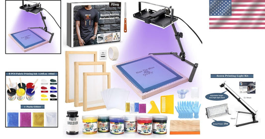 Creative 60-Piece Screen Printing Set with LED Lamp & Complete Accessories