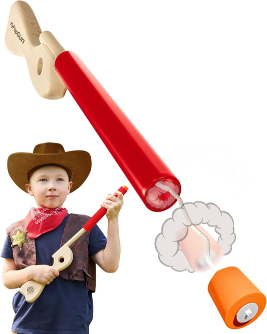 American-Made Red Wooden Toy Rifle - Safe, Indestructible Fun for Ages 3-7