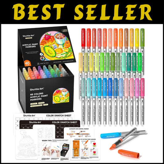 Creative 48-Color Acrylic Paint Marker Set with Automatic Ink Control - 1 Count
