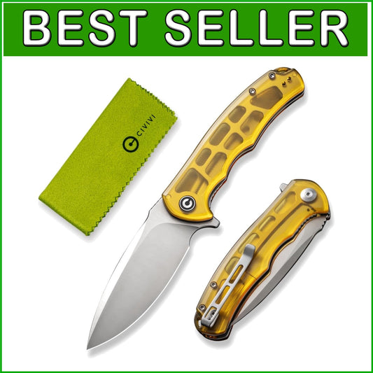 Durable Amber Ultem Handle Pocket Knife - 3.75" EDC Blade, Ideal for Outdoor Use
